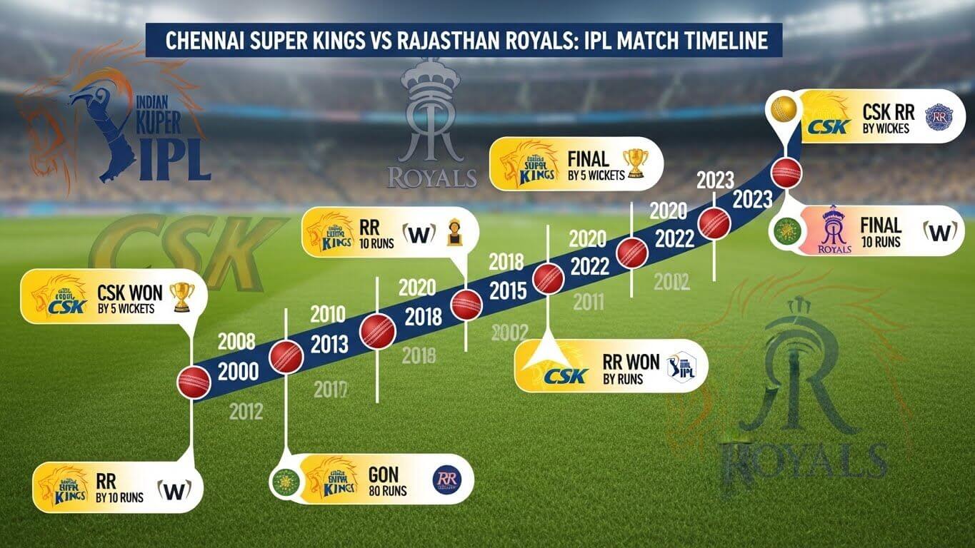 Chennai Super Kings vs Rajasthan Royals Timeline (IPL)