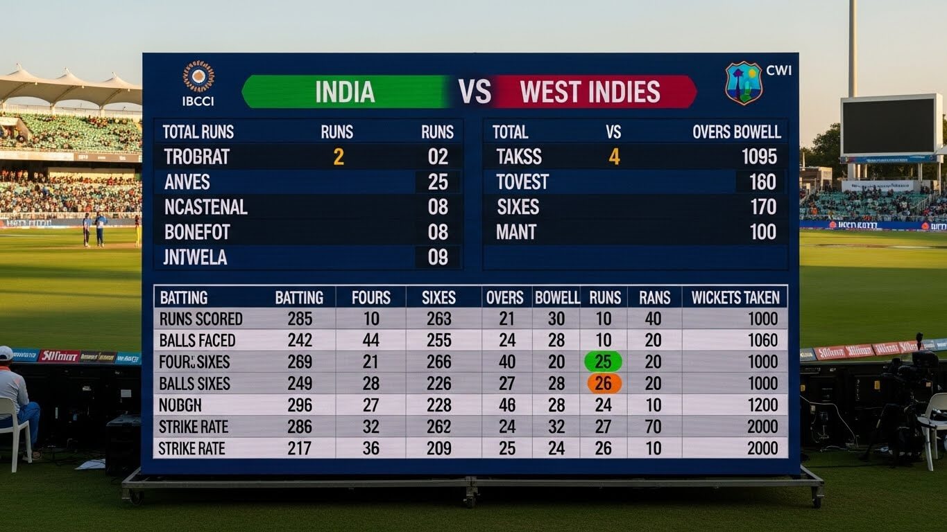 India National Cricket Team vs West Indies Cricket Team Match Scorecard
